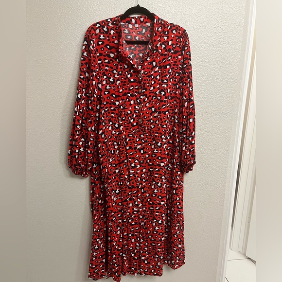 Oversized red and navy leopard dress - Picture 2 of 5